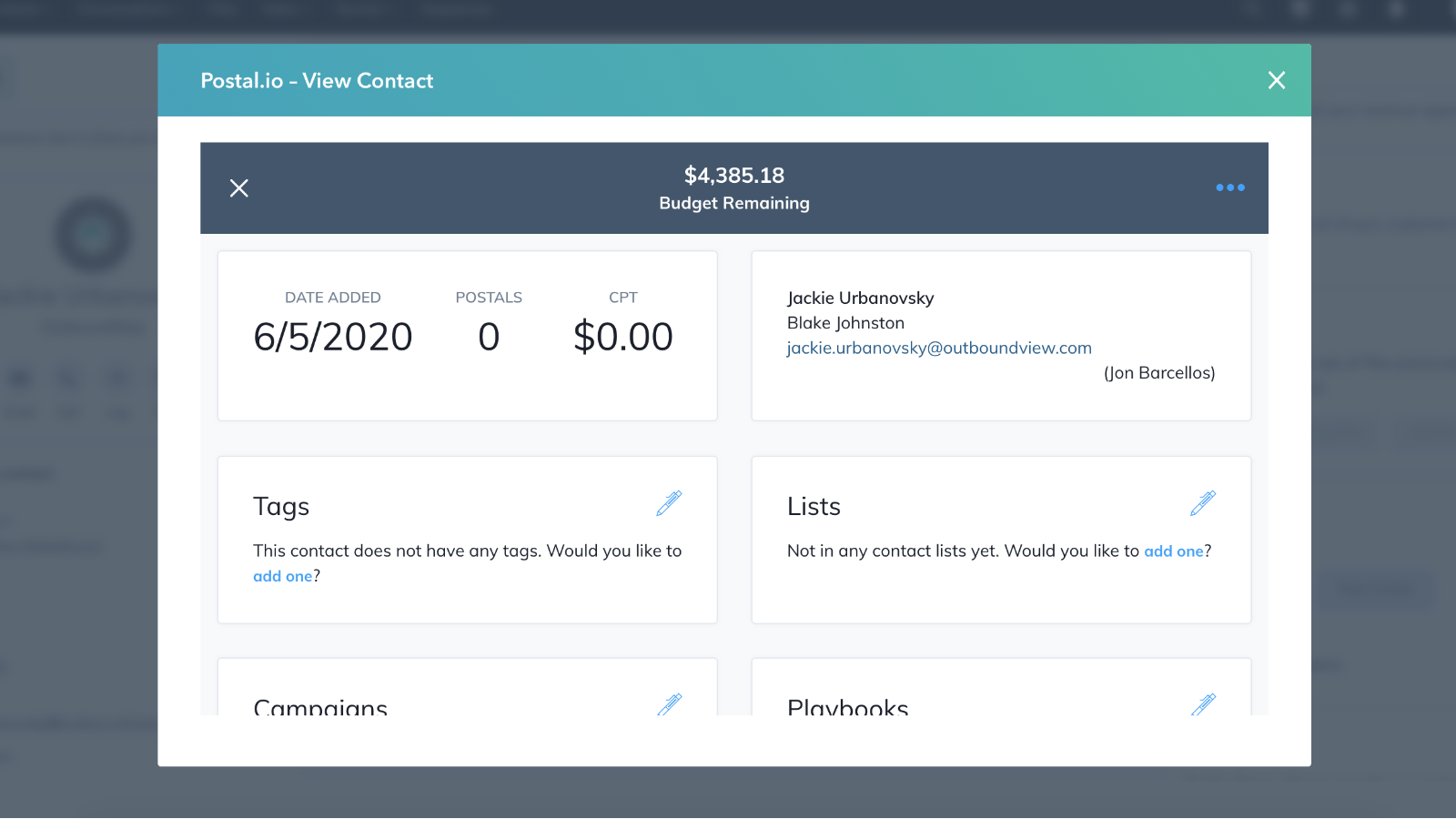 Postal.io for HubSpot gallery image