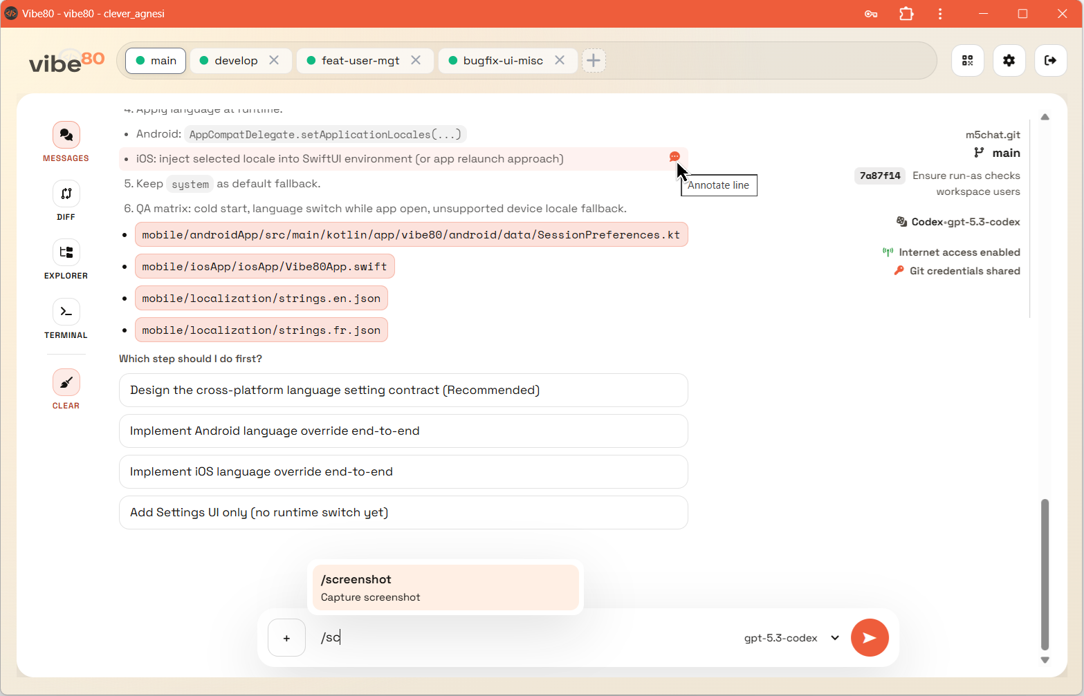 vibe80 - Screenshot 2 showing product features and functionality