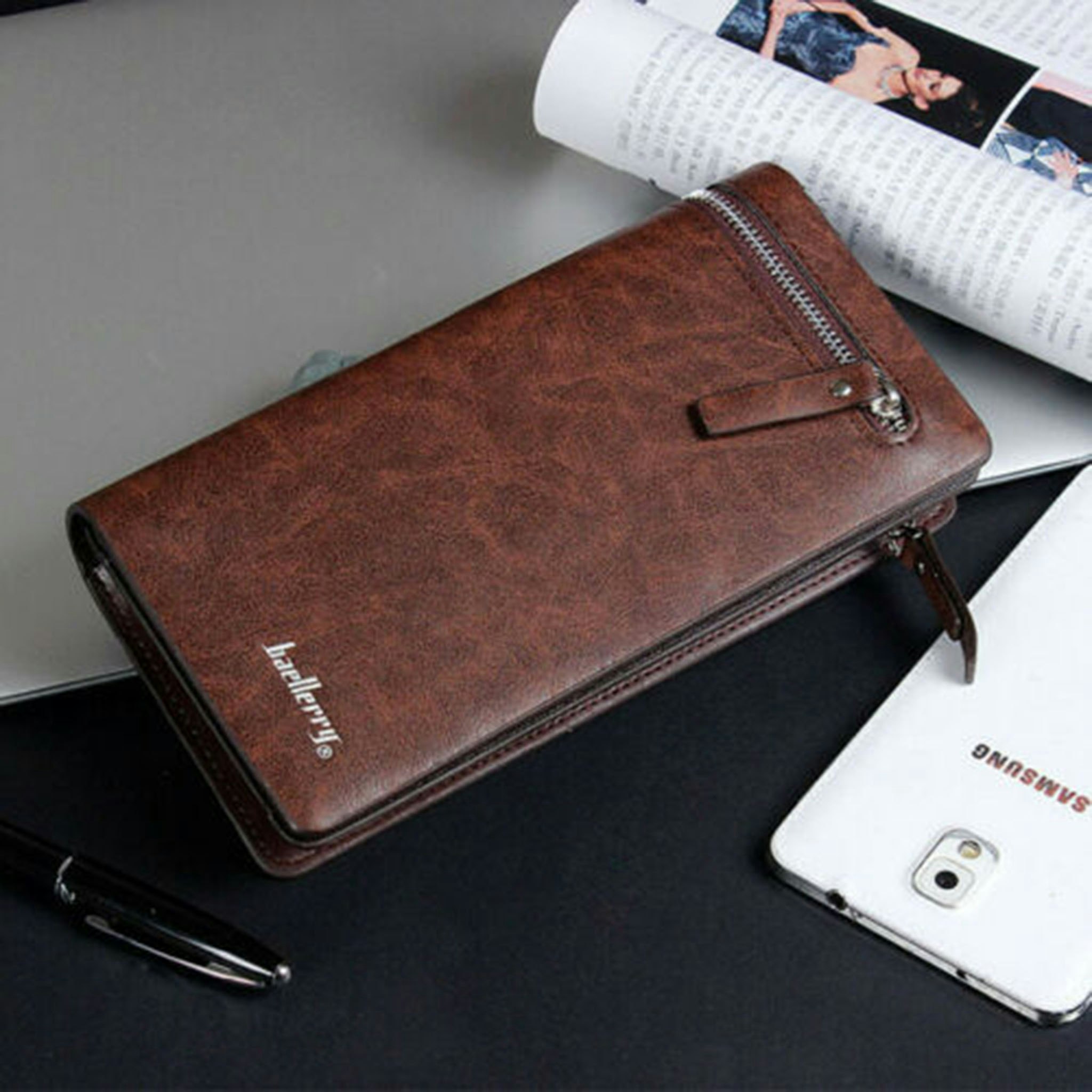 Mens Long Wallet With Zipper 				 				 media 3