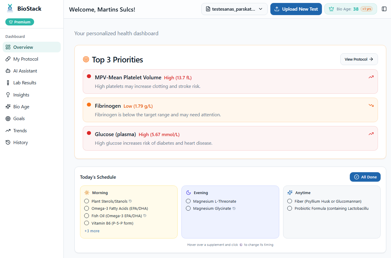 BioStack - Main product screenshot demonstrating key features and user interface