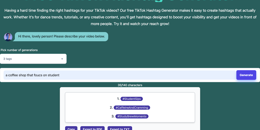 Free TikTok Hashtag Generator