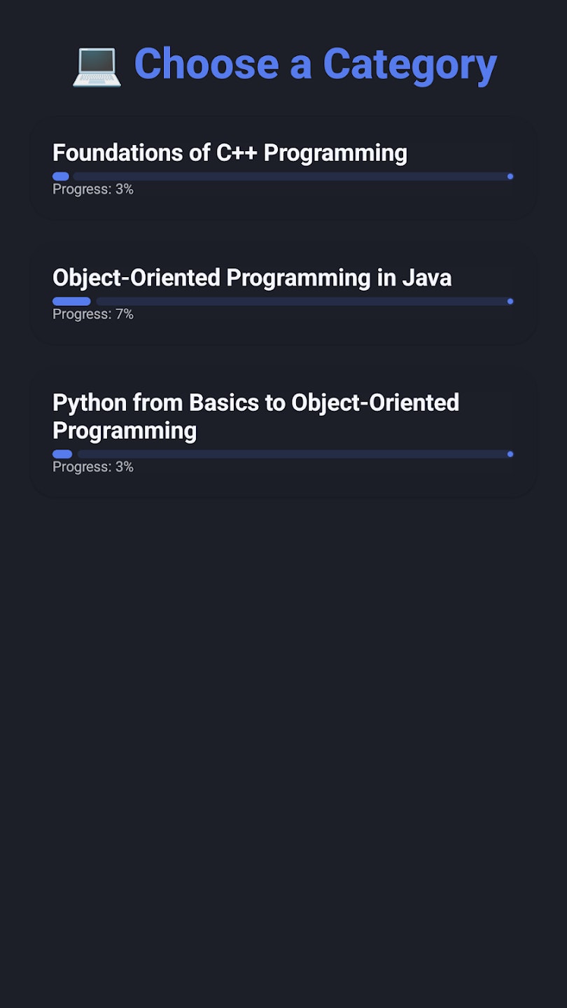 Programming Quiz Guide - Main product screenshot demonstrating key features and user interface