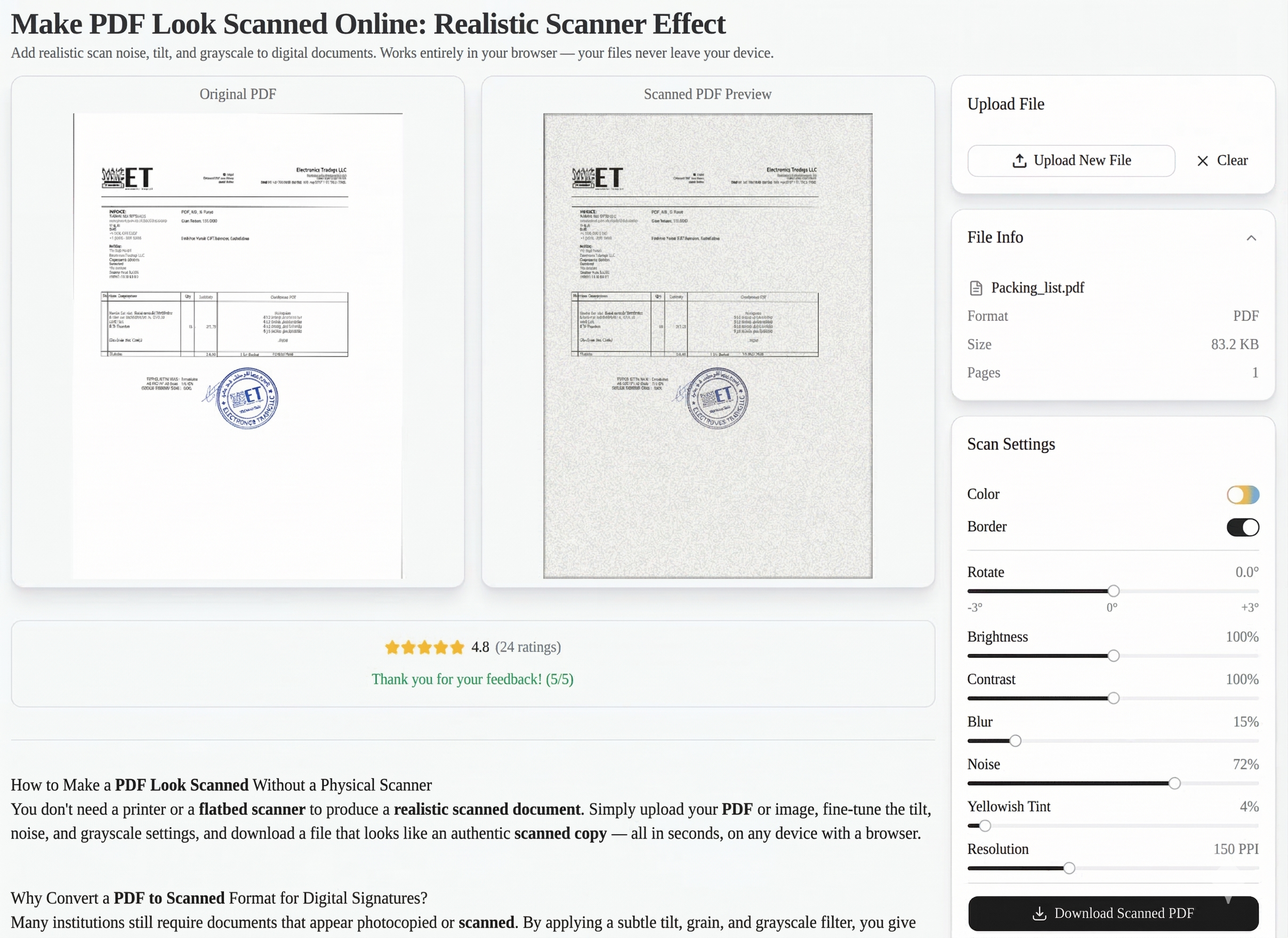 Make PDFs look scanned in one click gallery image