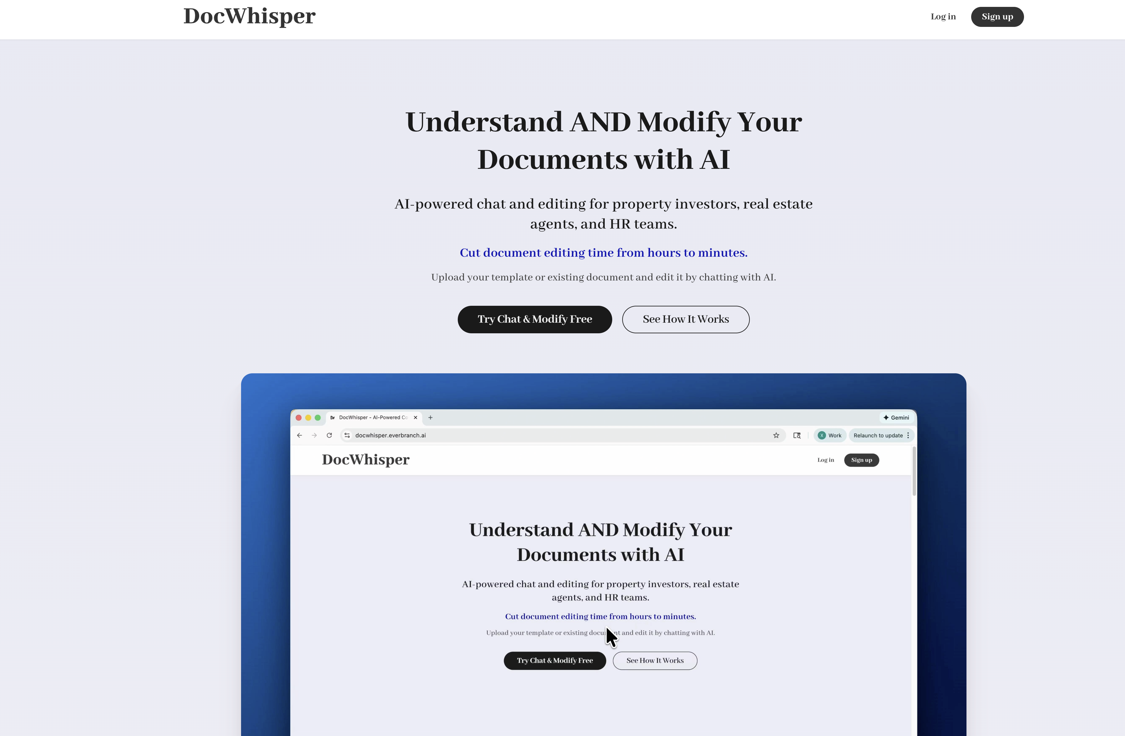 DocWhisper - Main product screenshot demonstrating key features and user interface