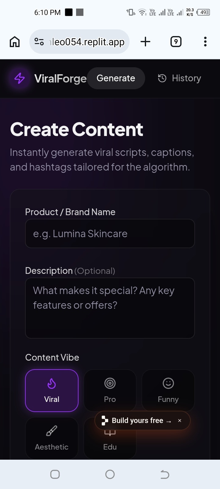 TikTok Caption & Script Generator