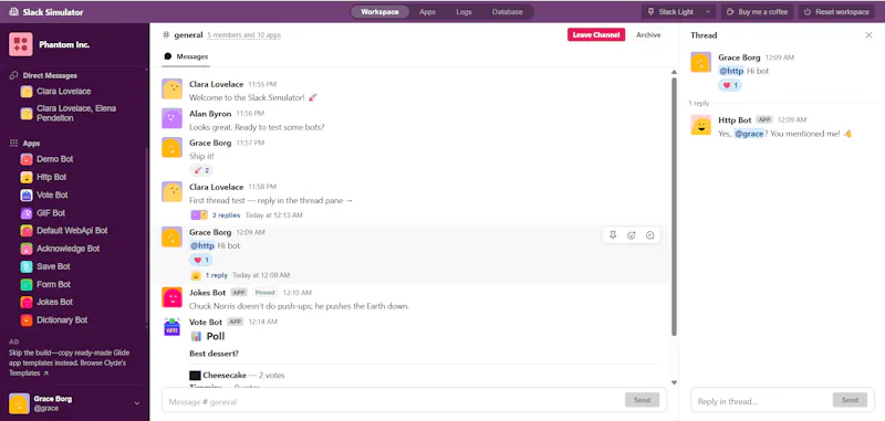 Slack Simulator screenshot 2