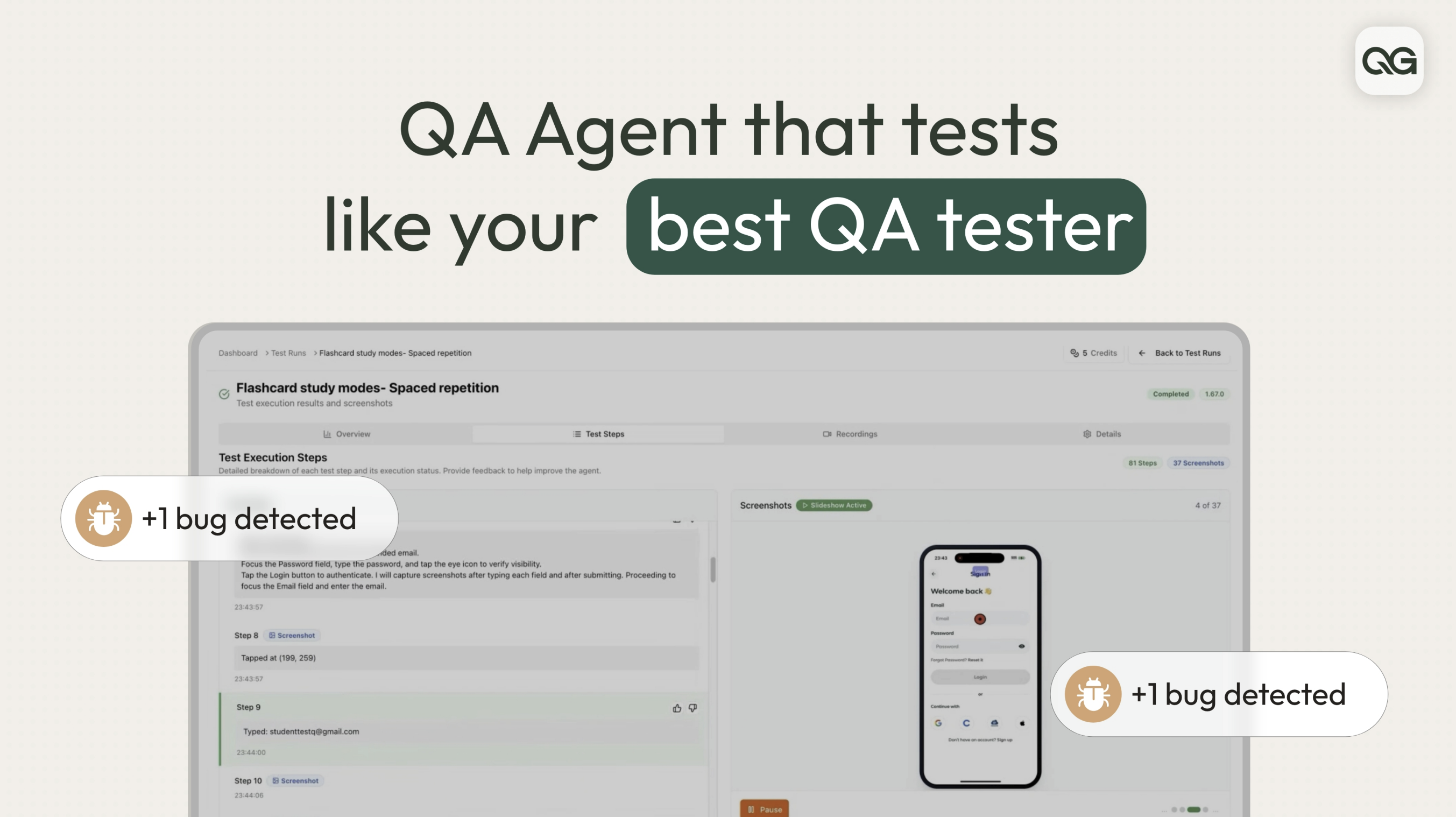 QualGent - Screenshot 2 showing product features and functionality