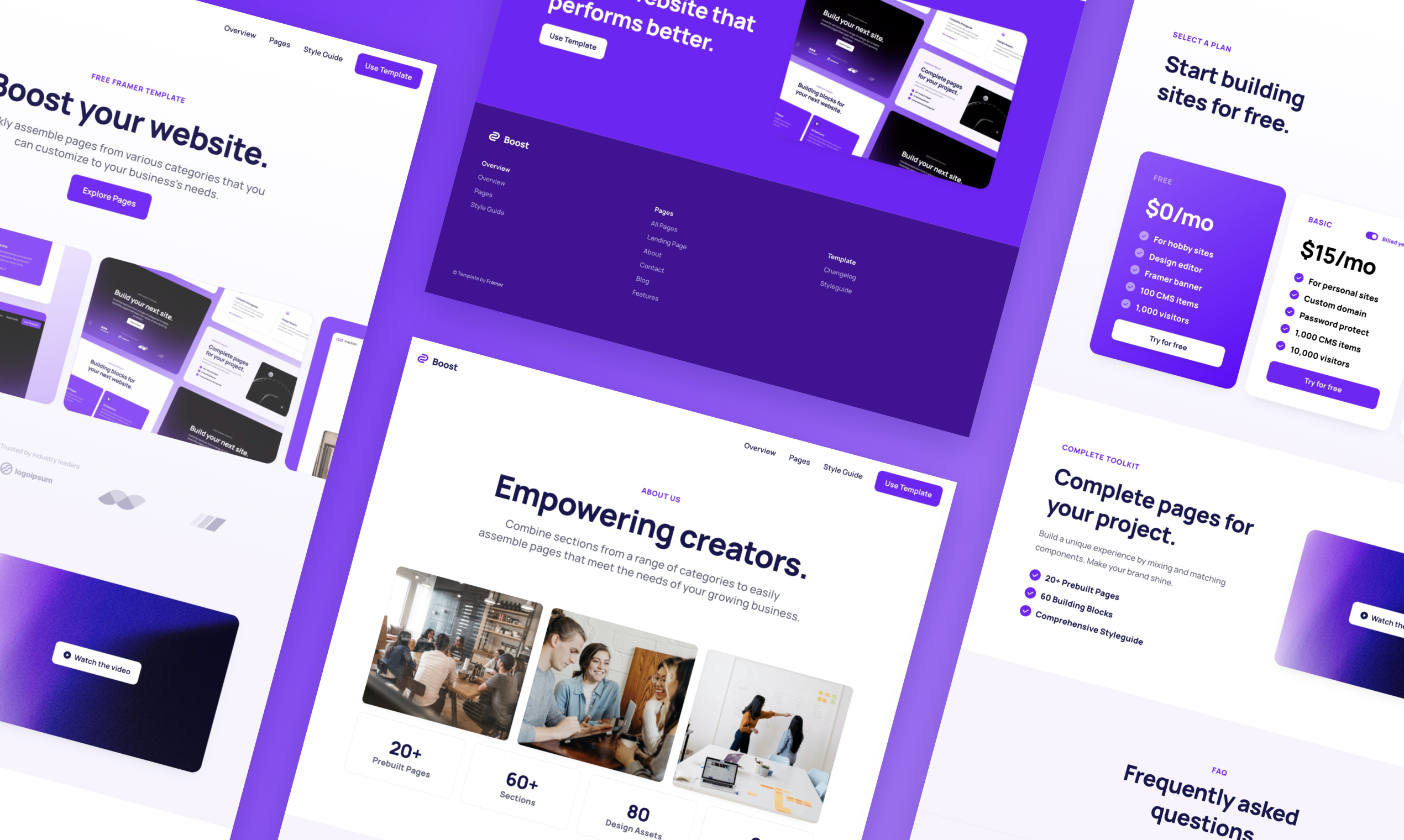 Boost: plantilla de sitio web libre para Framer media 3