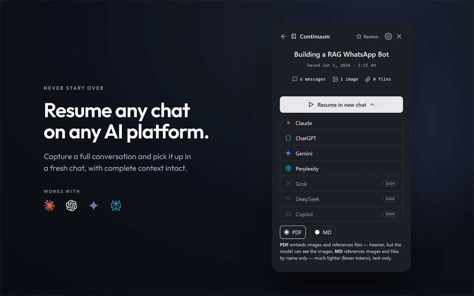 Continuum: Capture & Resume AI Chats screenshot 1
