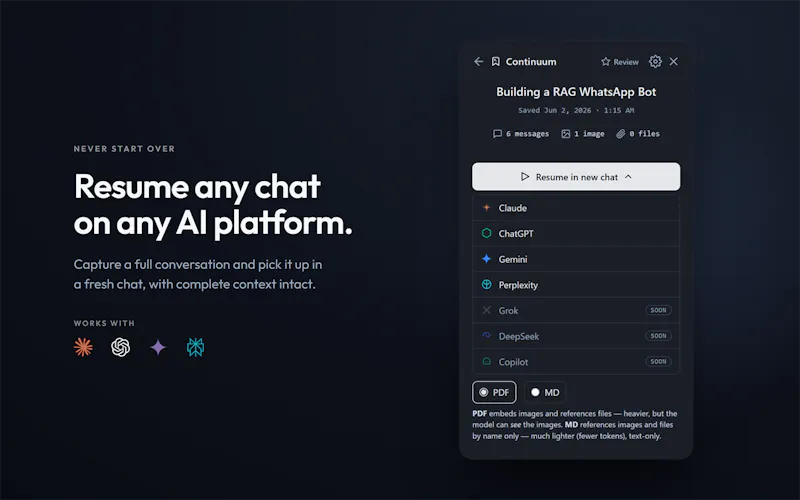 Continuum: Capture & Resume AI Chats screenshot 1