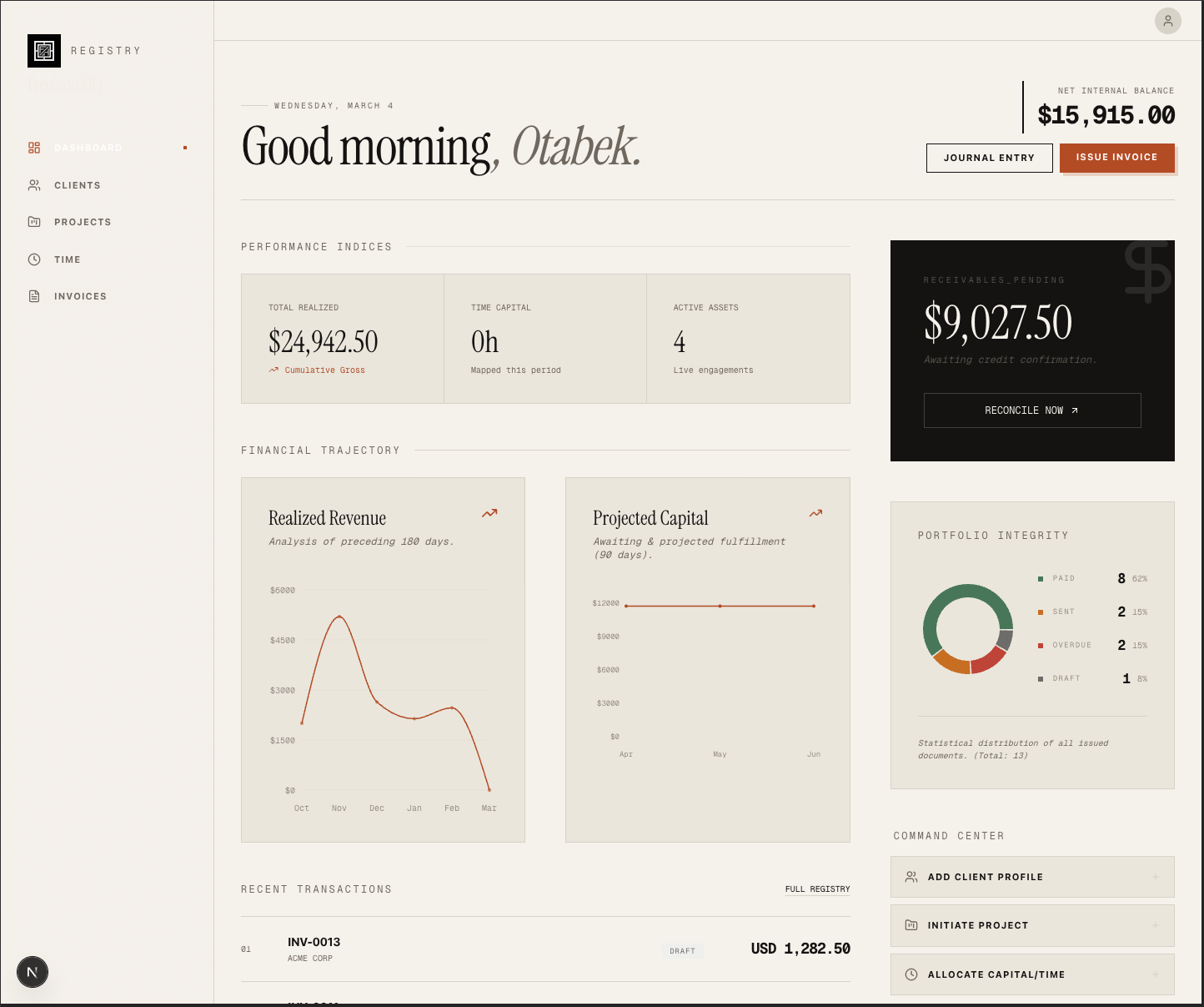 FreelanceHQ - Screenshot 2 showing product features and functionality