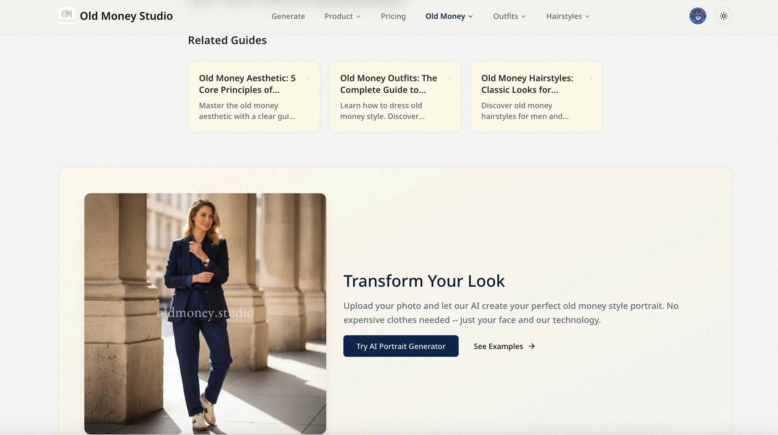 Old Money Studio - Screenshot 2 showing product features and functionality