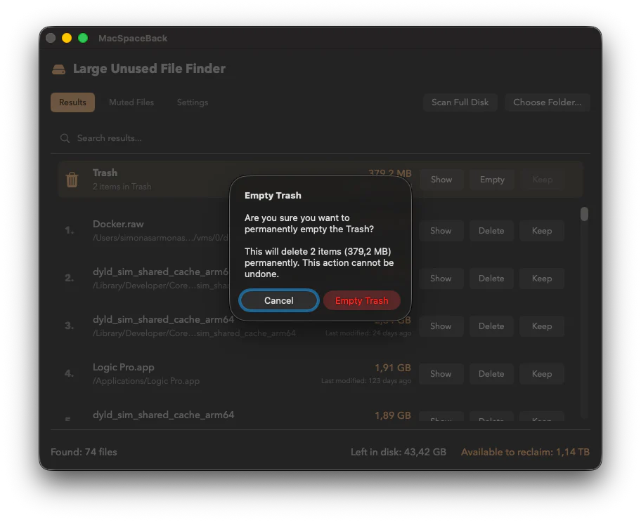 MacSpaceBack - Screenshot 2 showing product features and functionality