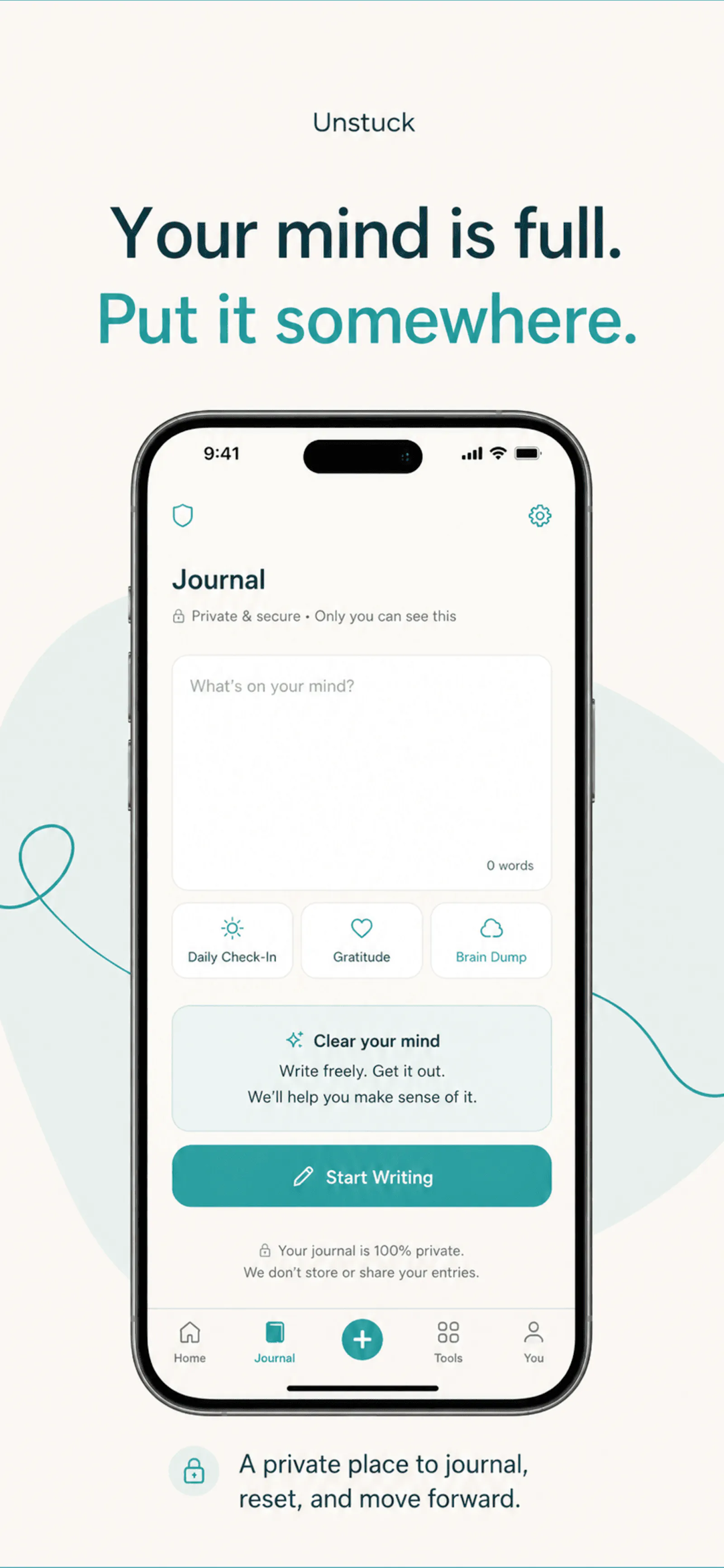 Unstuck: Private Mental Reset App screenshot 1