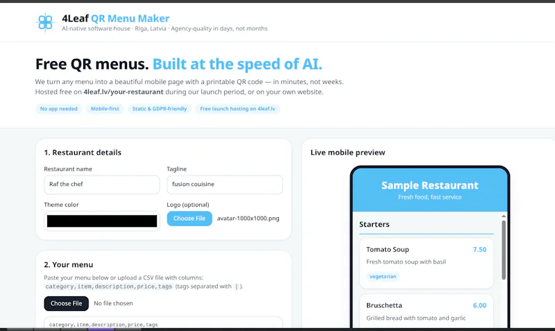 4Leaf — QR Menu Maker screenshot 3