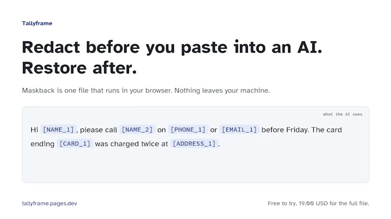 Maskback screenshot 1