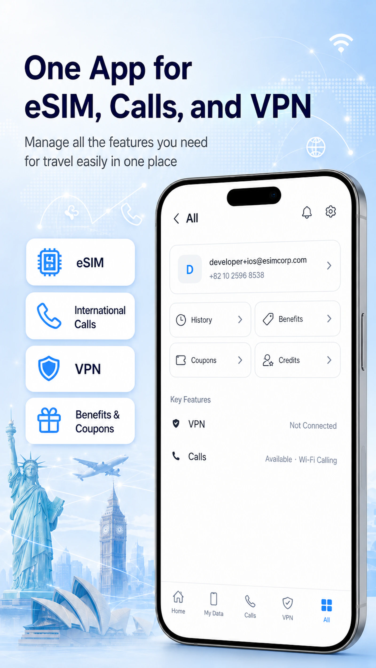 esimoa — Travel eSIM, Calls & VPN screenshot 4