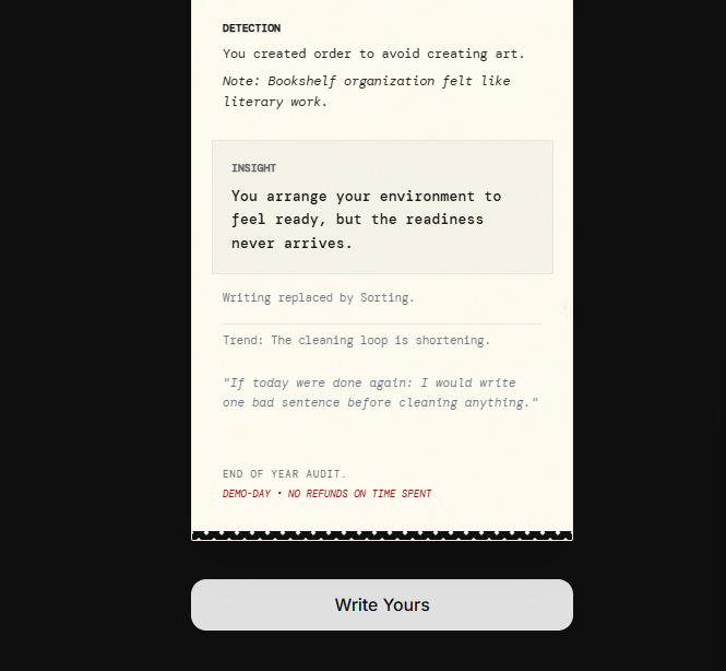 Distraction Receipt - Screenshot 2 showing product features and functionality
