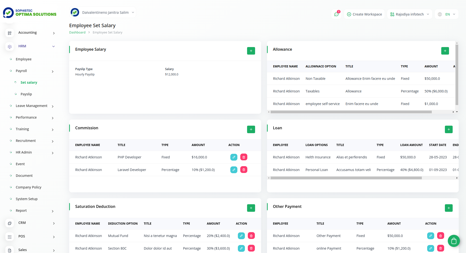 Sophistec Optima Solutions - Screenshot 3 showing product features and functionality