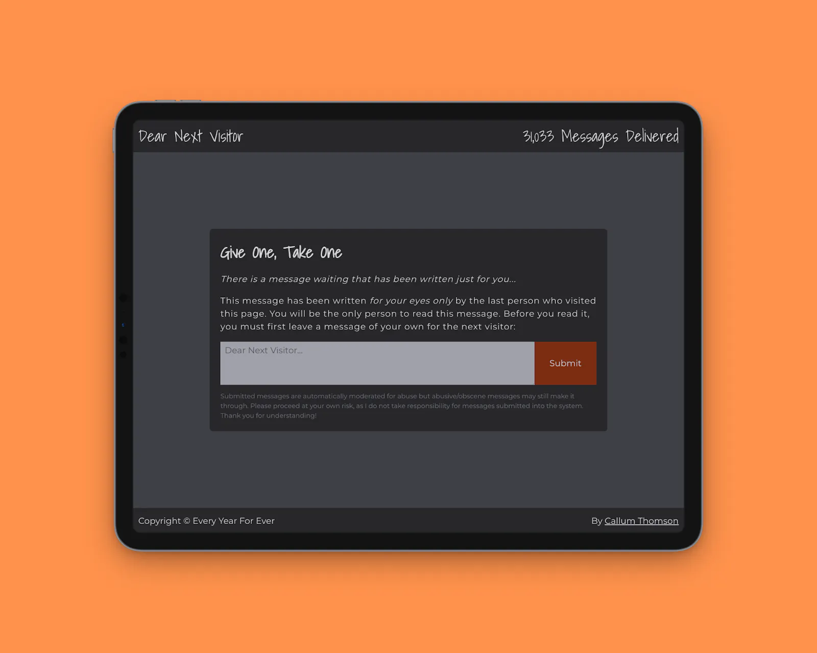 Dear Next Visitor screenshot 1
