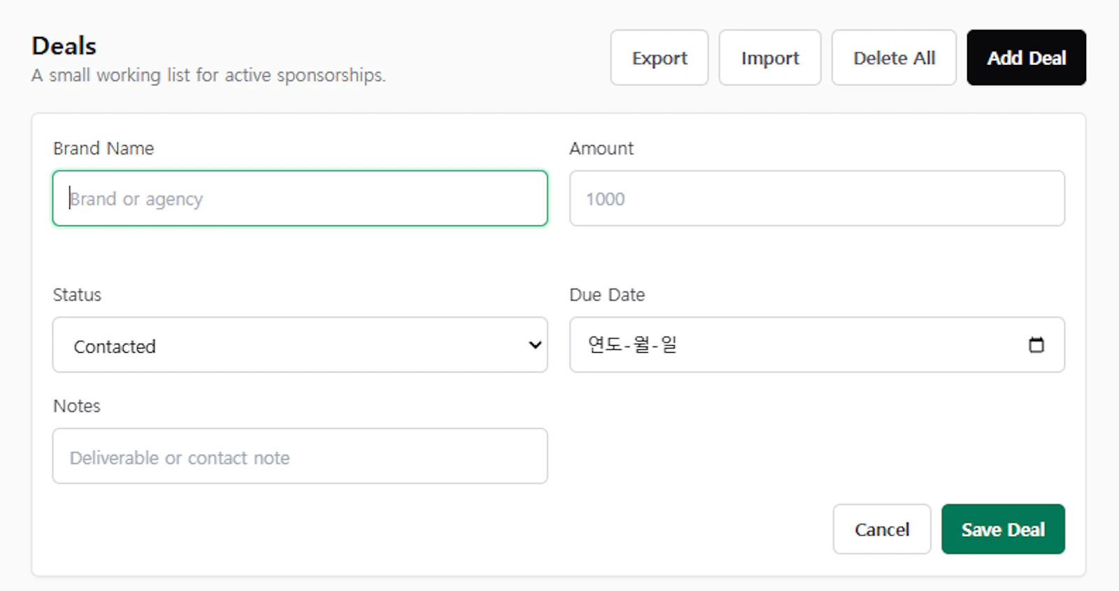 Creator Deal Tracker screenshot 2