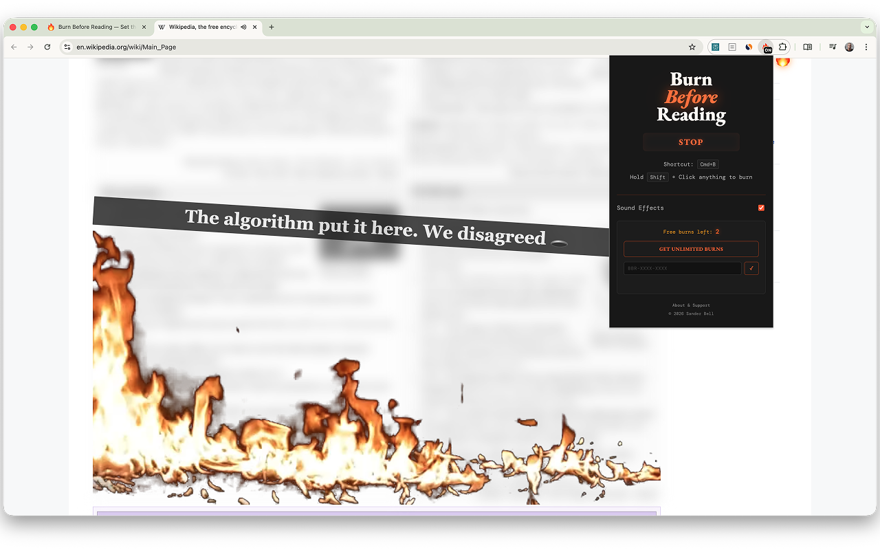 Burn Before Reading — Chrome Extension gallery image