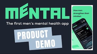 Homens interagindo com aplicativo de saúde mental que apresenta representações de IA de figuras renomadas.