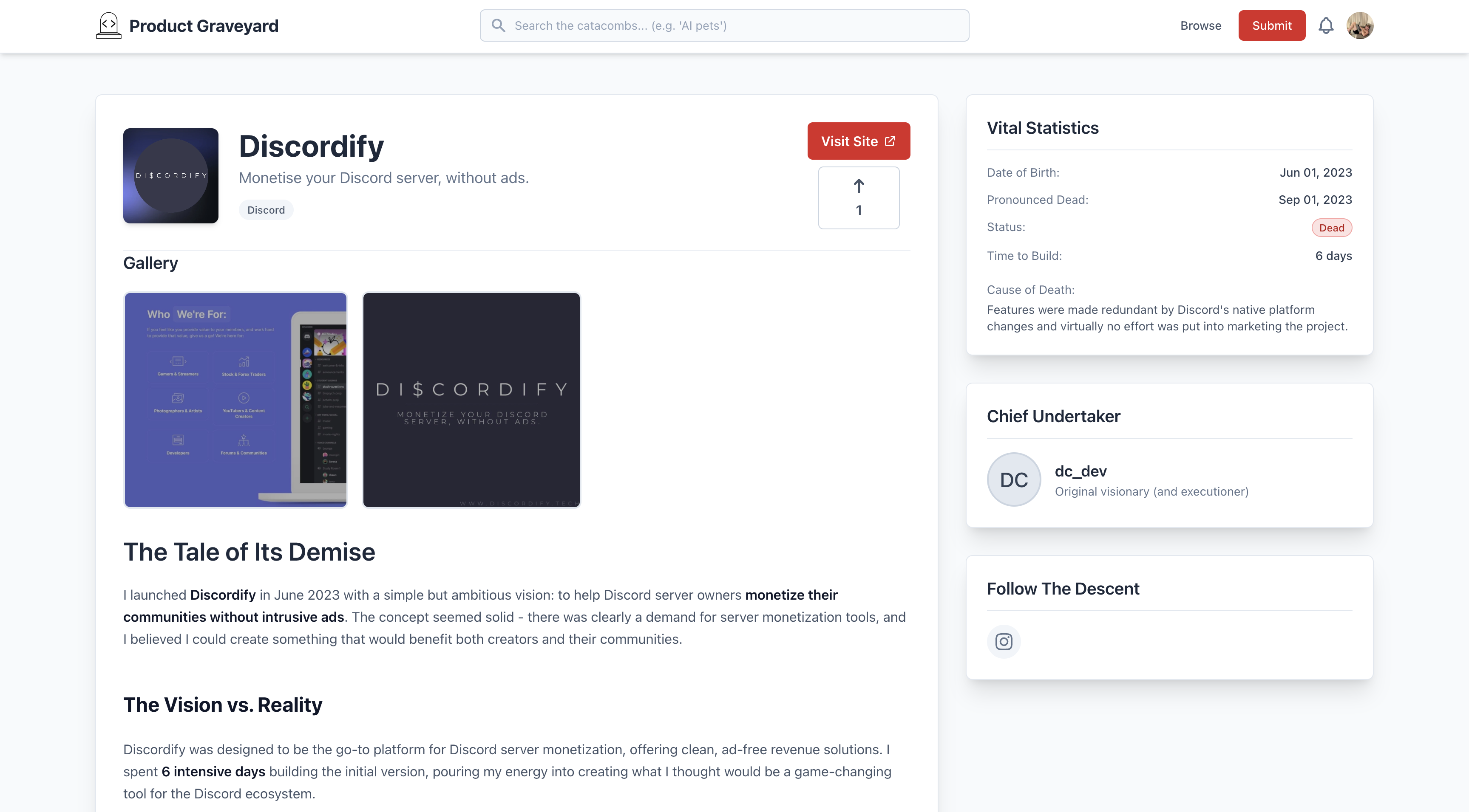 Product Graveyard screenshot 2