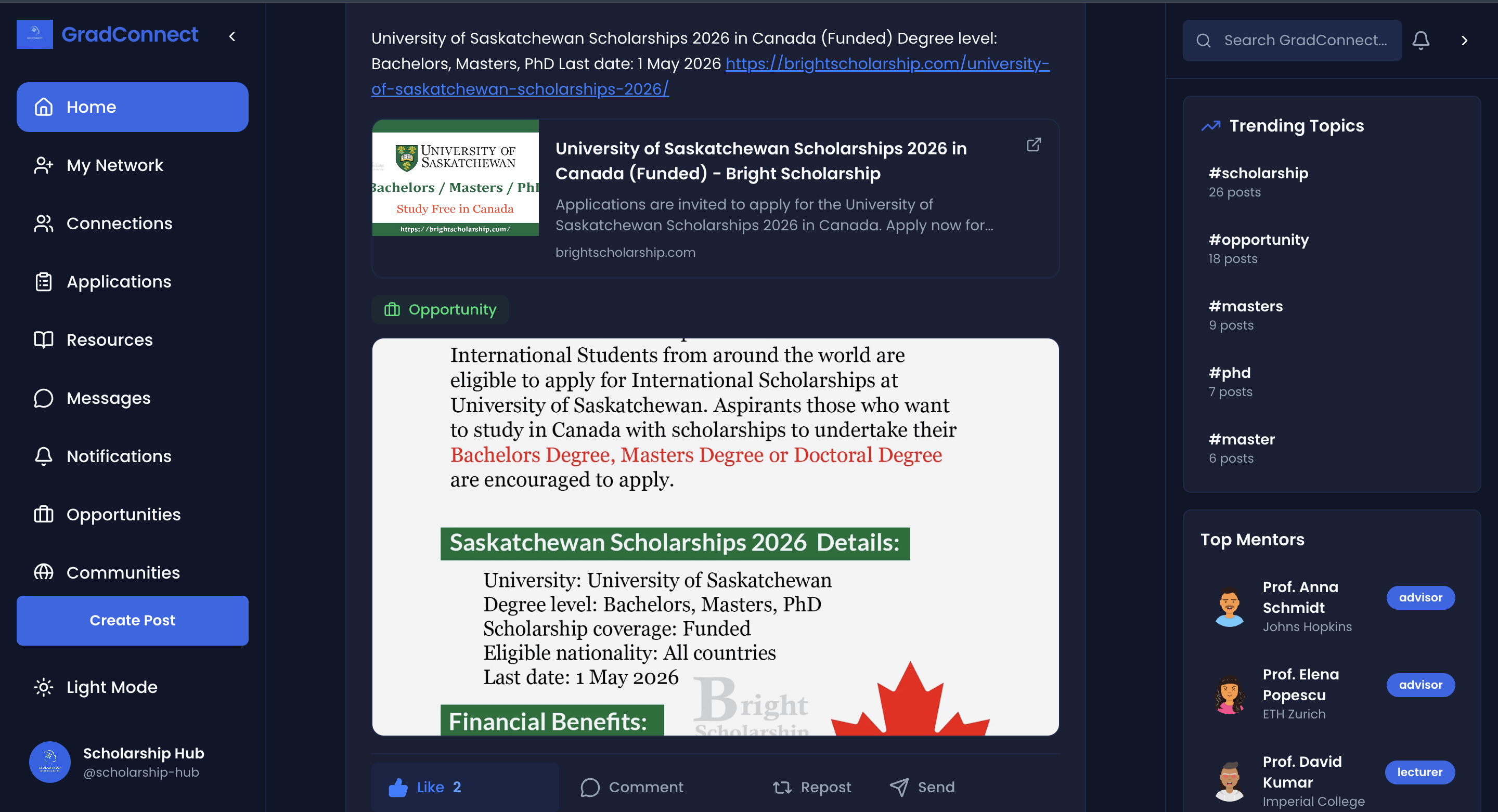 GradConnect - Main product screenshot demonstrating key features and user interface