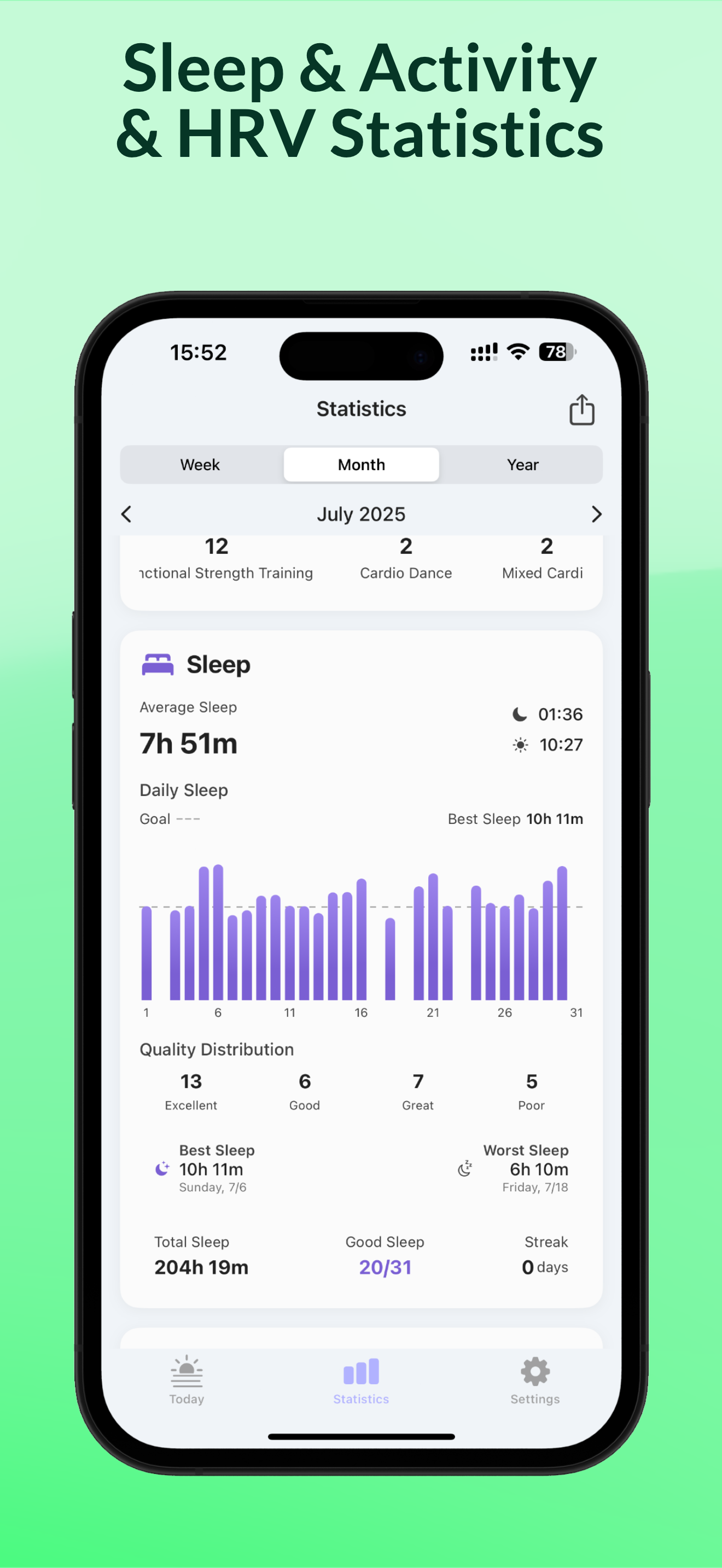Keevo - Kuratierter Schlaf, HRV, Fitness, Todos - alle in einem täglichen Tracker Medien 8