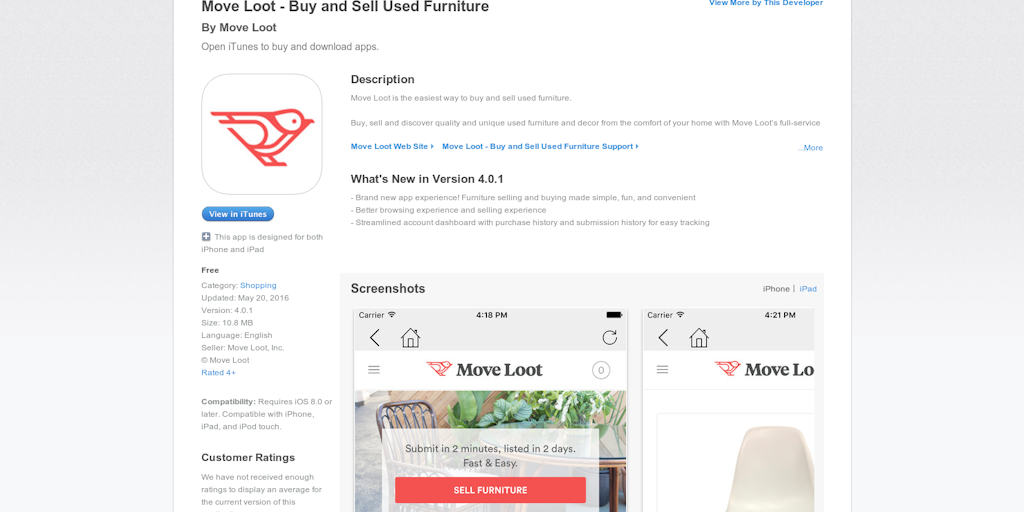 Move Loot Ios App Buy And Sell Used Furniture Now Through Your