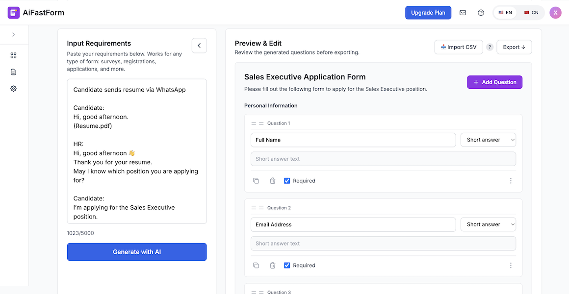 AiFastForm - Screenshot 3 showing product features and functionality
