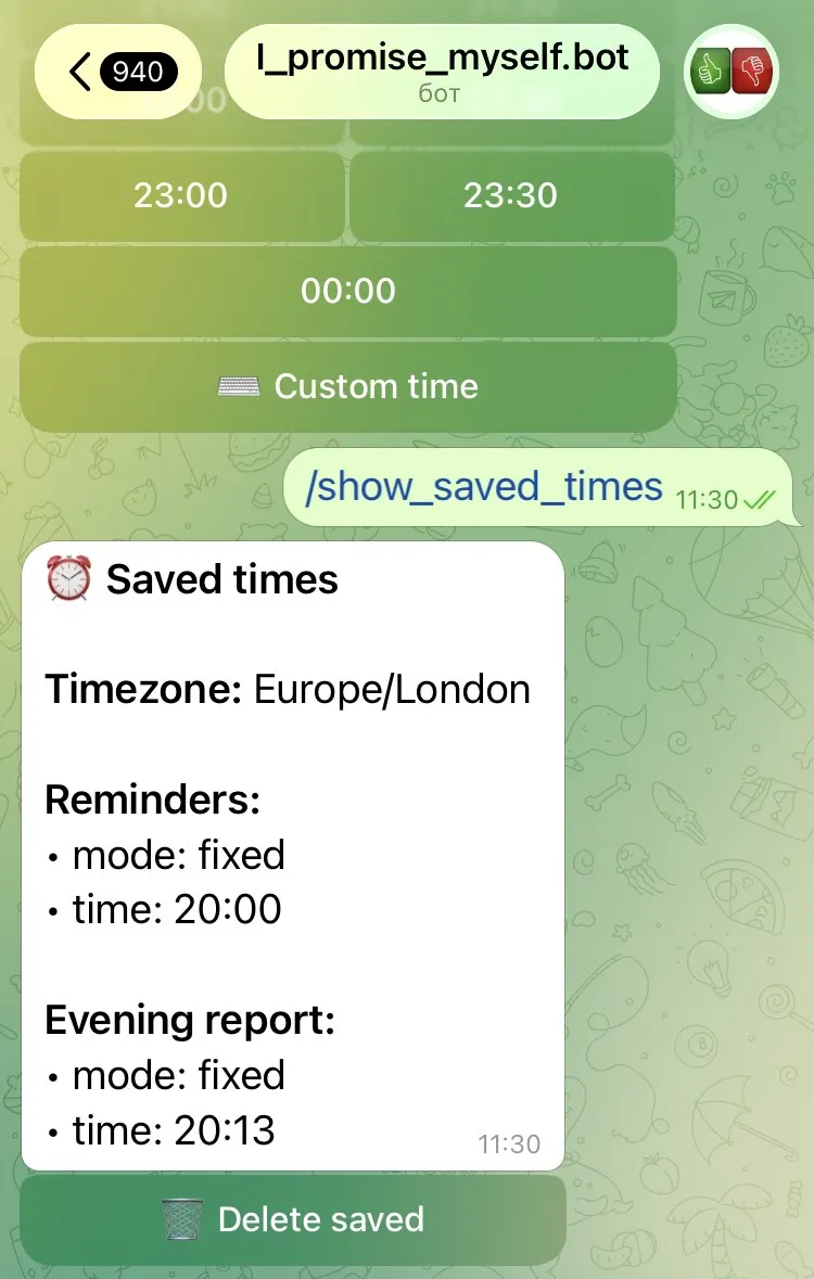 Promise Myself Telegram Bot gallery image