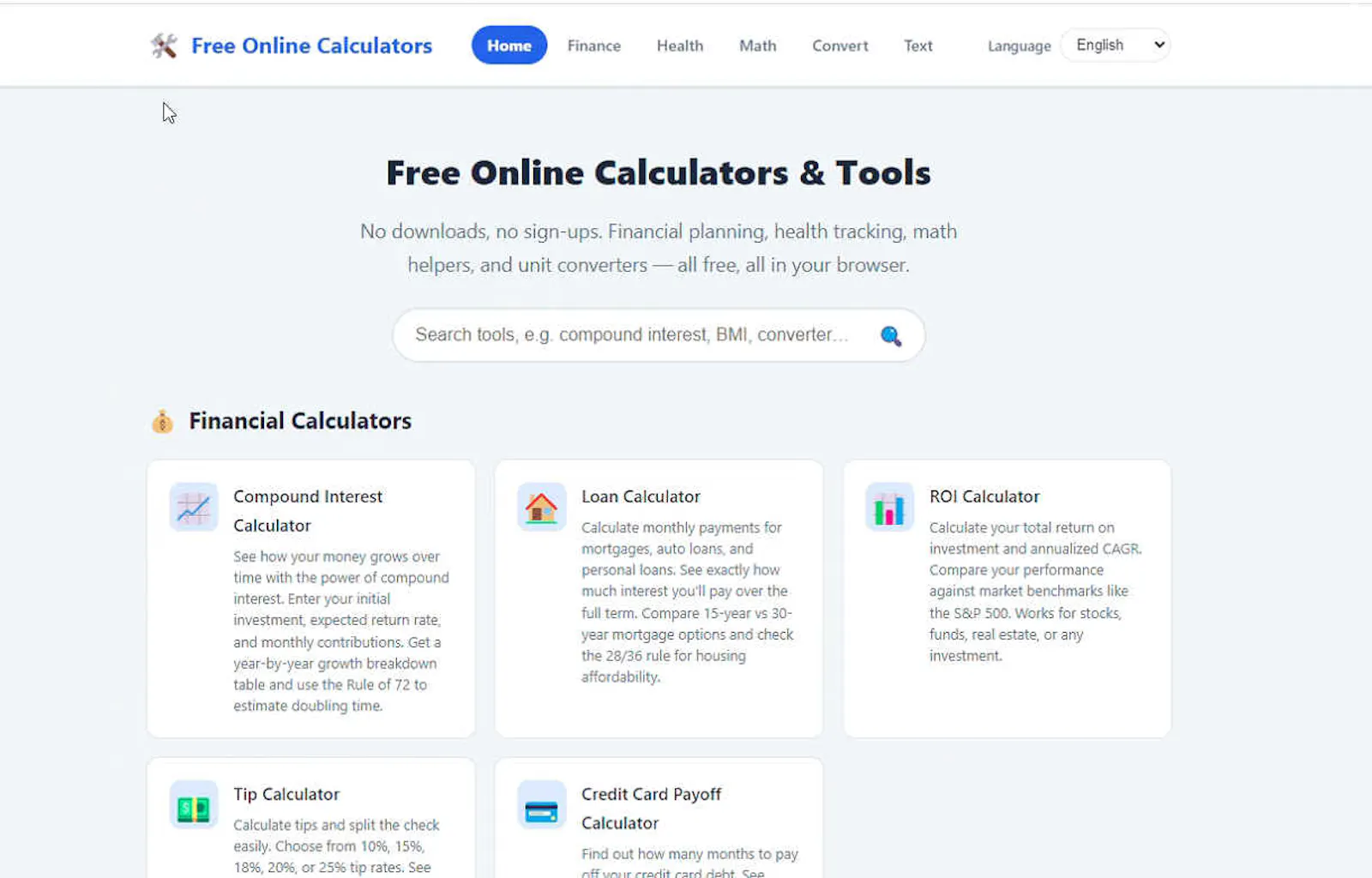 Free Online Calculators screenshot 1