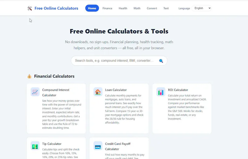 Free Online Calculators screenshot 1