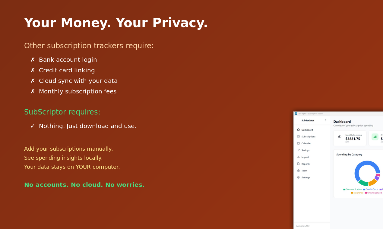 SubScriptor - Screenshot 3 showing product features and functionality