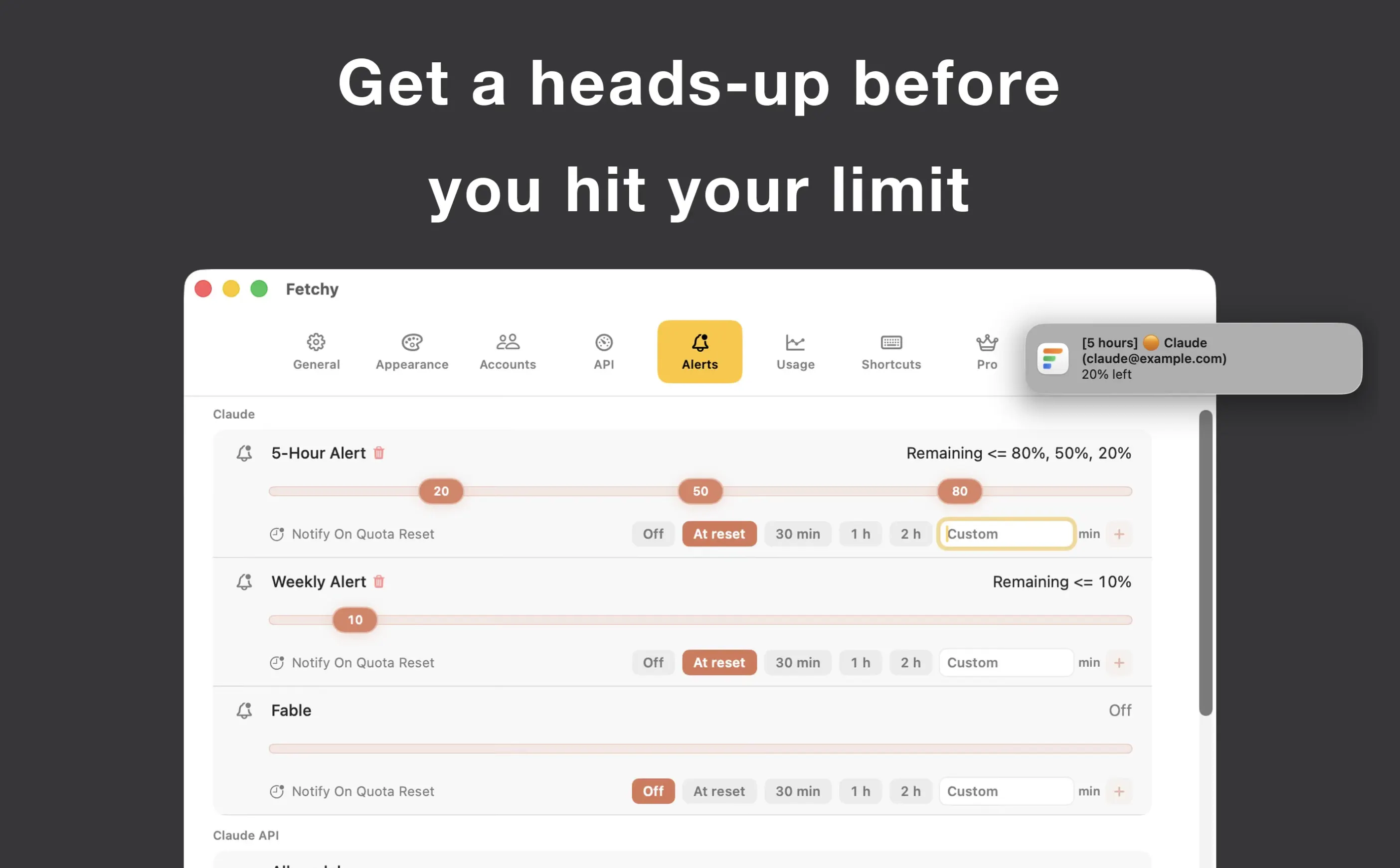 Fetchy: AI Usage Menu Bar gallery image
