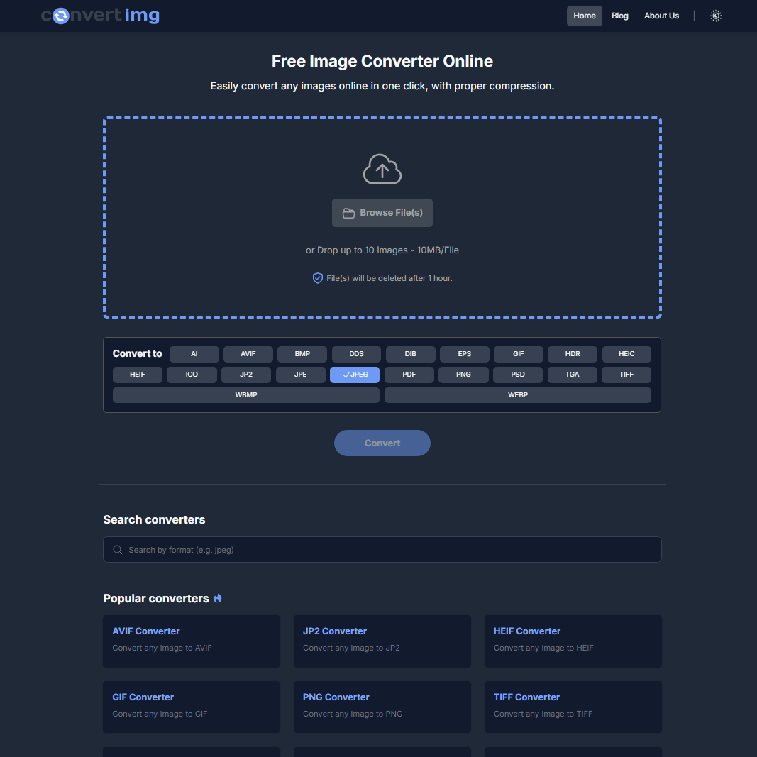 Free Image Converter - ConvertImg.com - Screenshot 2 showing product features and functionality