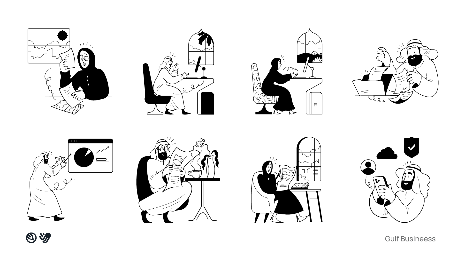 Ilustrações de movimento para noção media 33