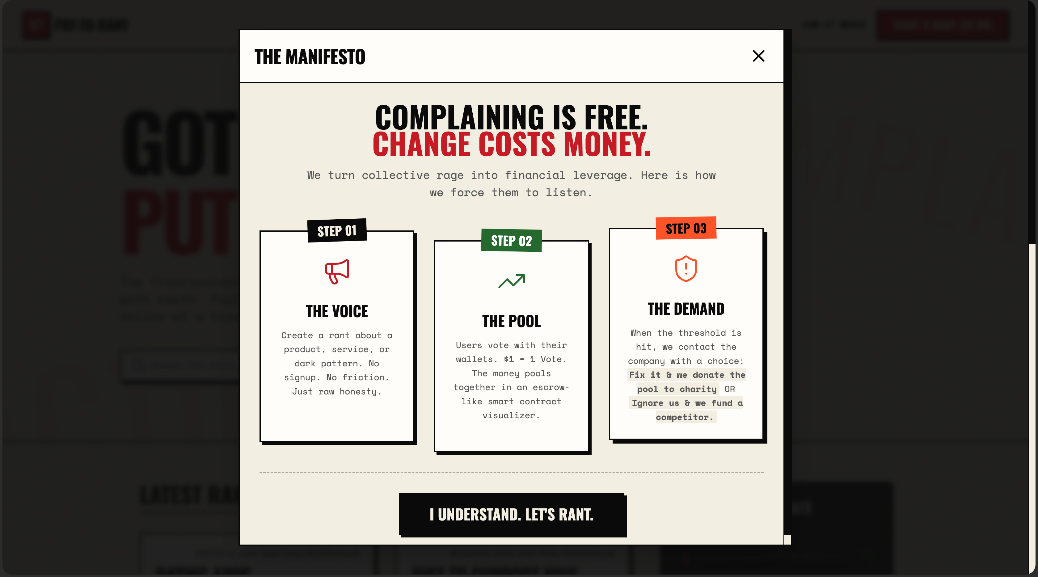 Pay to Rant - Screenshot 2 showing product features and functionality