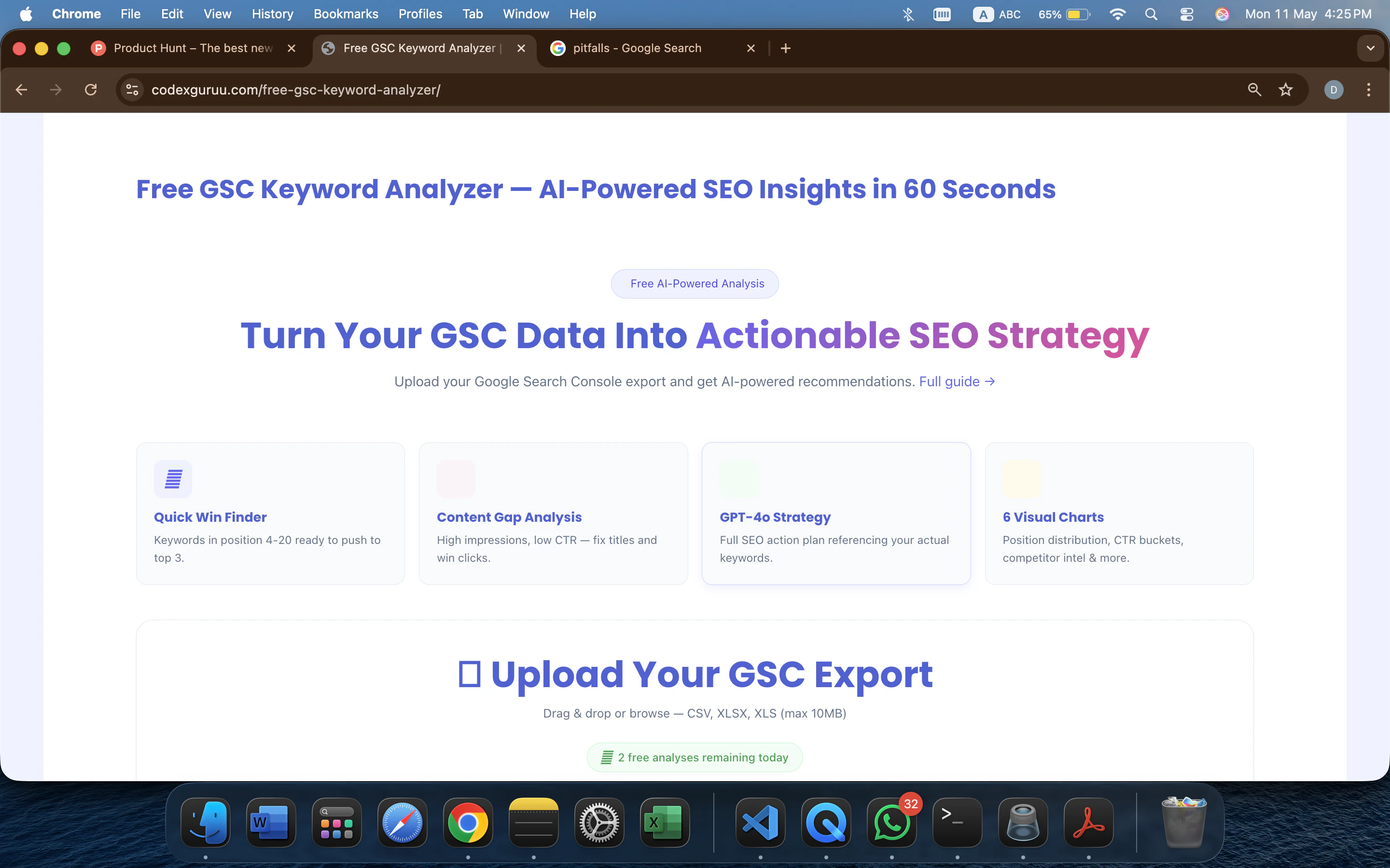 Free GSC Keyword Analyzer logo