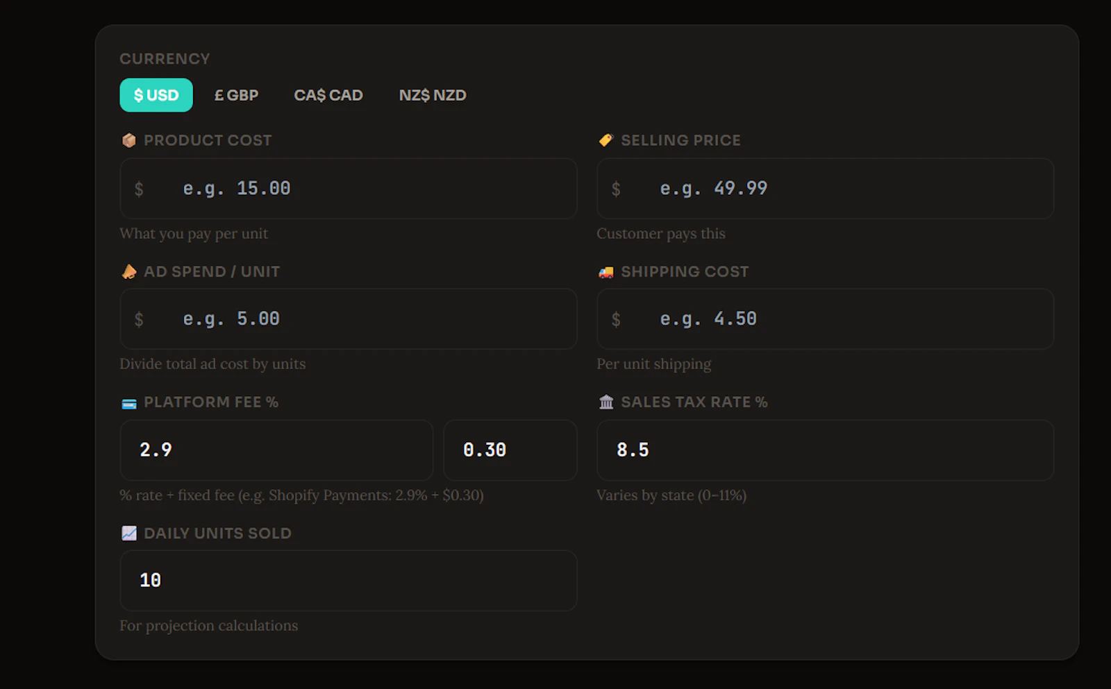 ProfitCalc.me screenshot 2