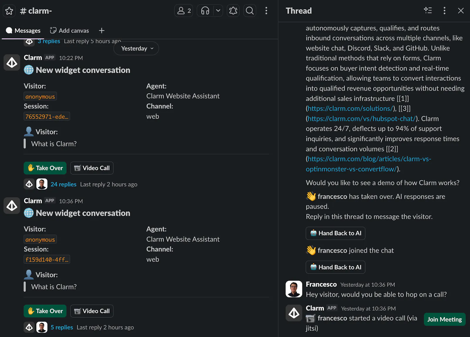 Clarm: AI Inbound Conversion Engine screenshot 1