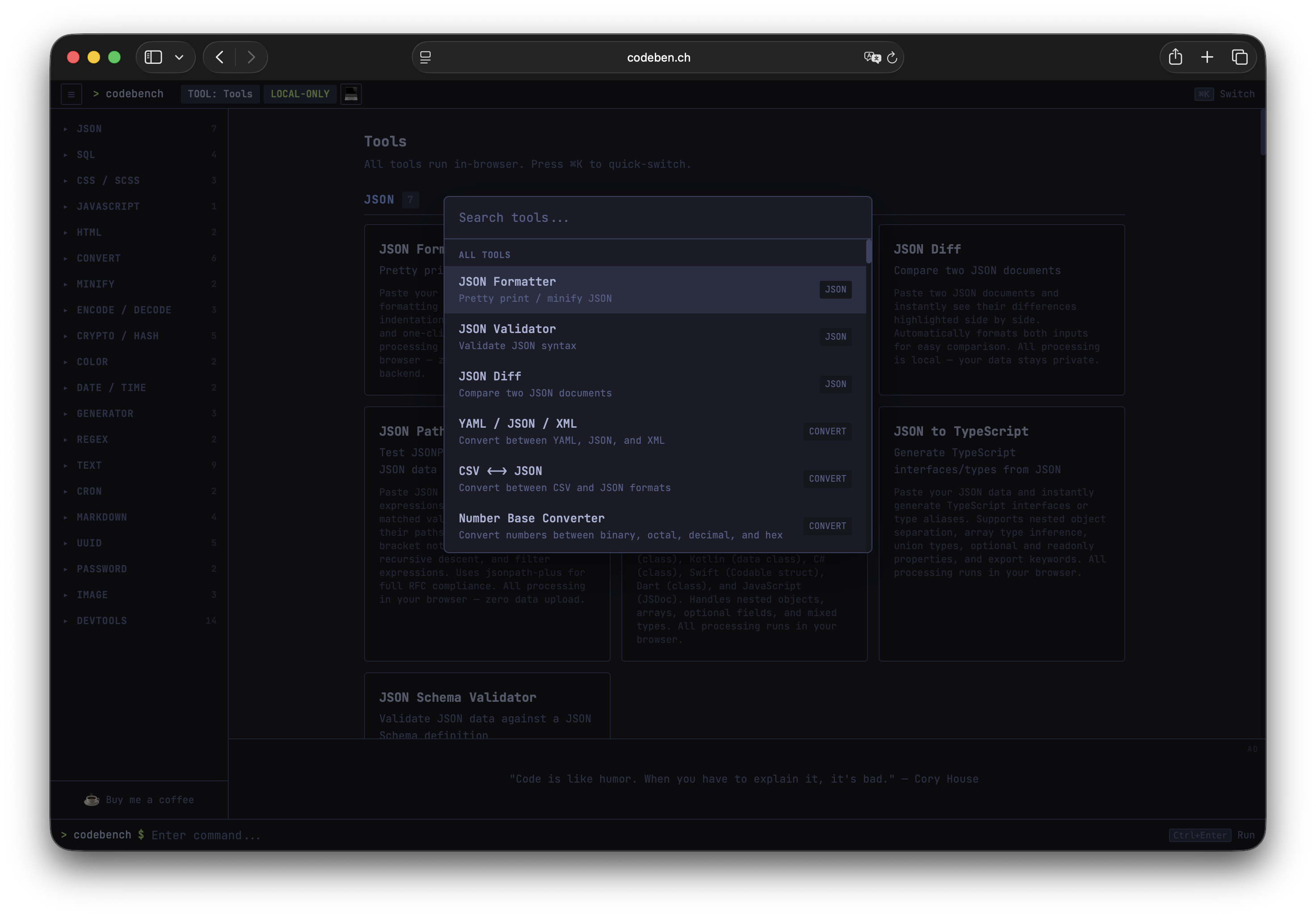 CODEBENCH - Screenshot 5 showing product features and functionality