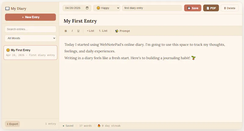 Notepad & Diary Online screenshot 3