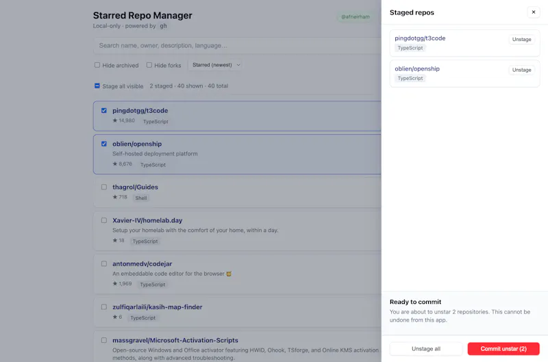 github unstar screenshot 4