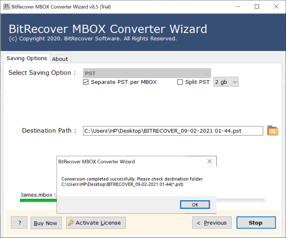 BitRecover MBOX to PST Converter  - Screenshot 3 showing product features and functionality