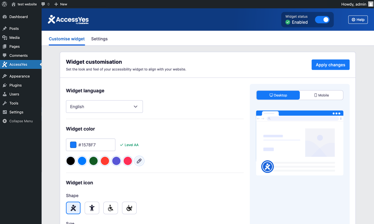 Accessyes 접근성 위젯 - 모든 웹 사이트의 접근성 위젯 미디어 4