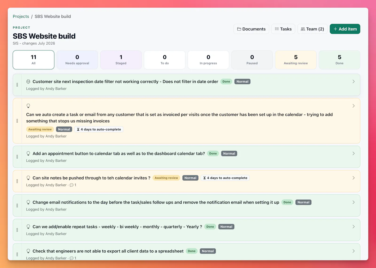 Tracker screenshot 1