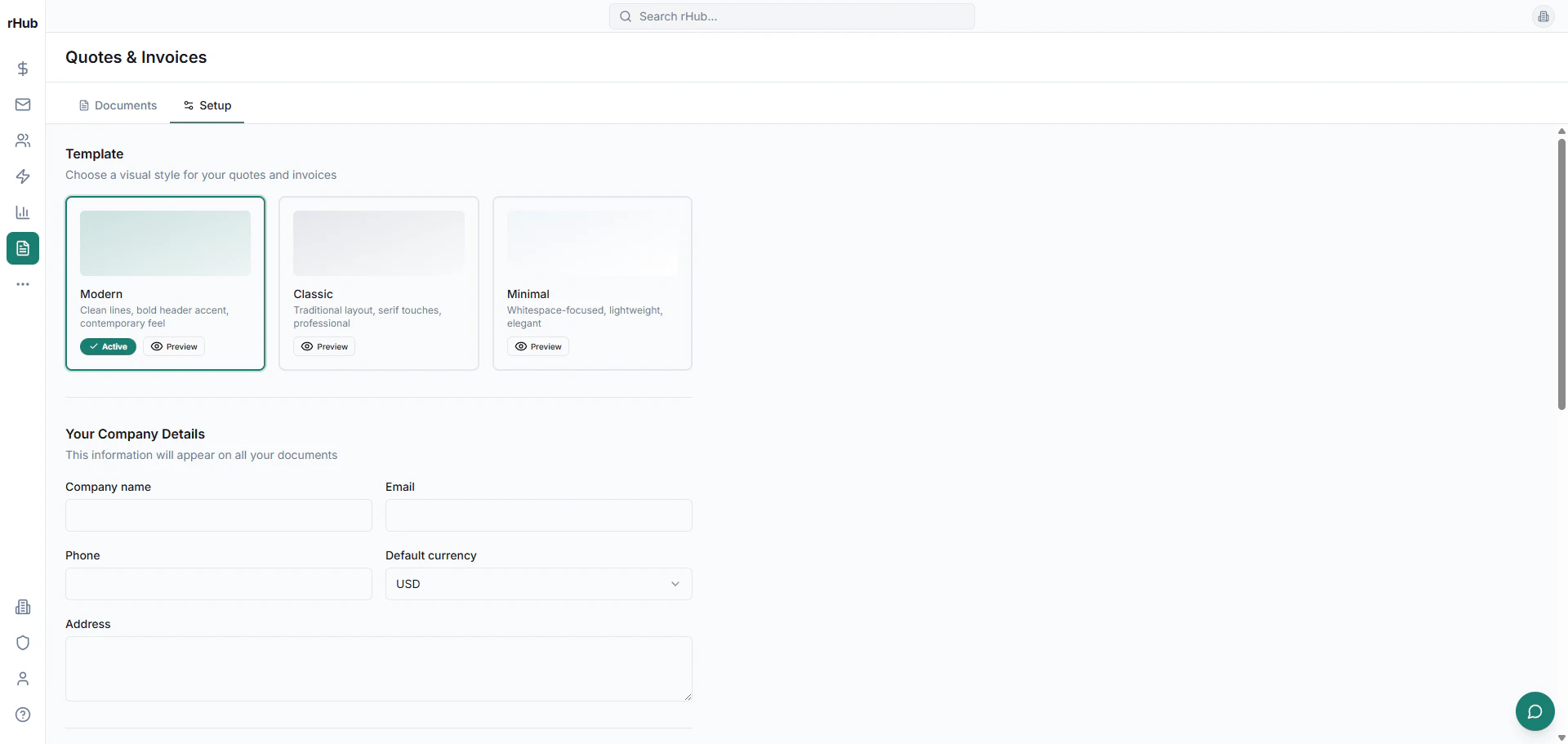 rHub CRM screenshot 1